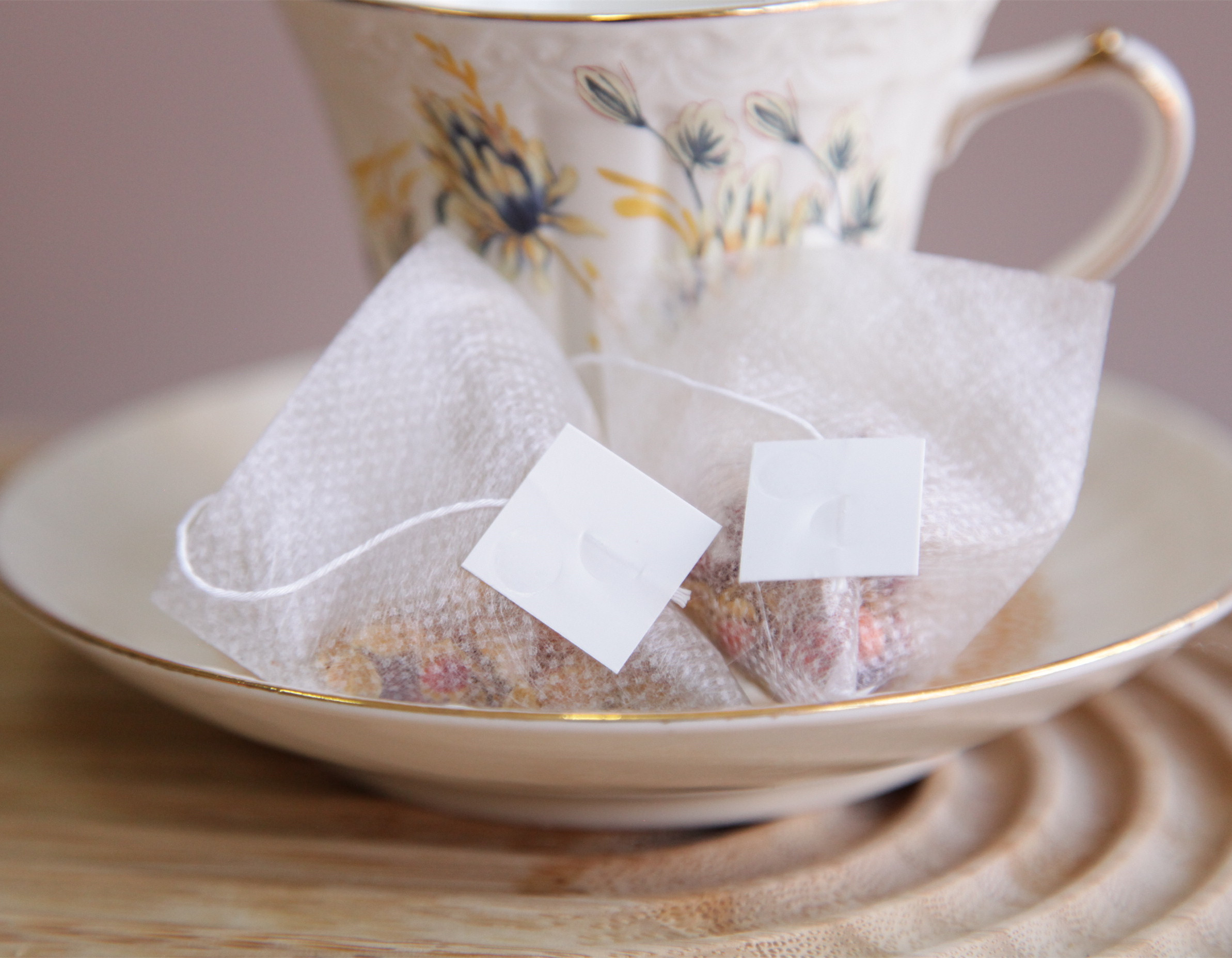 Biodegradable pyramid tea bags